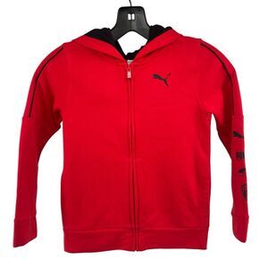 Puma Boys Red Full Zip Hoodie Jacket Size 6 – Soft Fleece Sporty Style